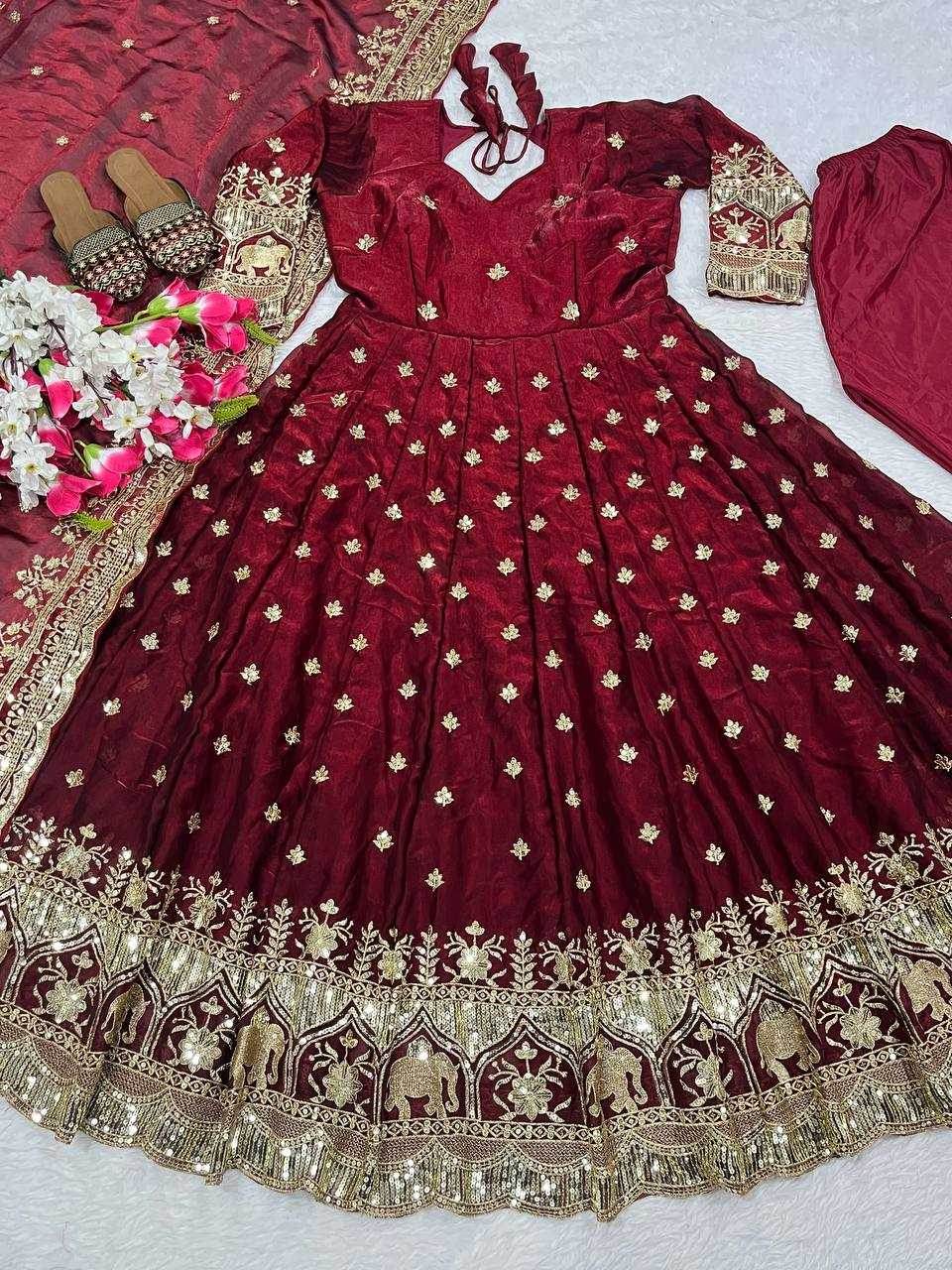 Heavy Silk KESH515 1250 Gowns Wholesale Party Gowns Designer Gowns Silk Gowns - MYLUXURY LANE ENTERPRISE